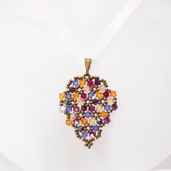 Pendant 45cm - Malvina Grapes-Salmon Organza - Pendant 45cm - Laiton bronze